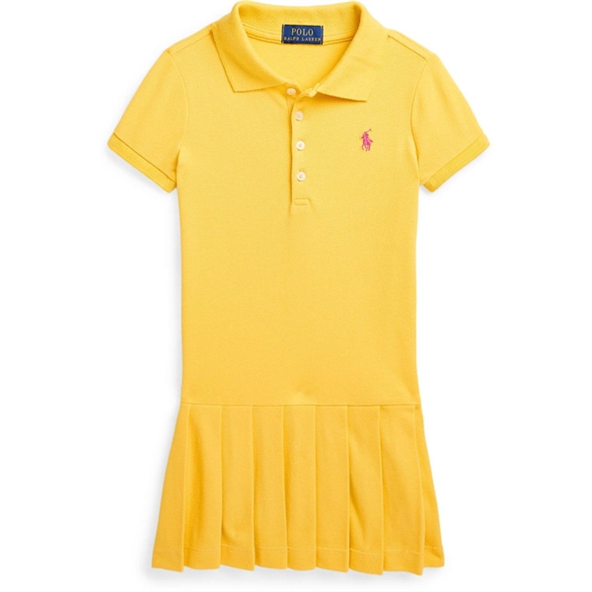 Polo Ralph Lauren Girls Kjole Chrome Yellow W/ Bright Pink - Str. 3 år