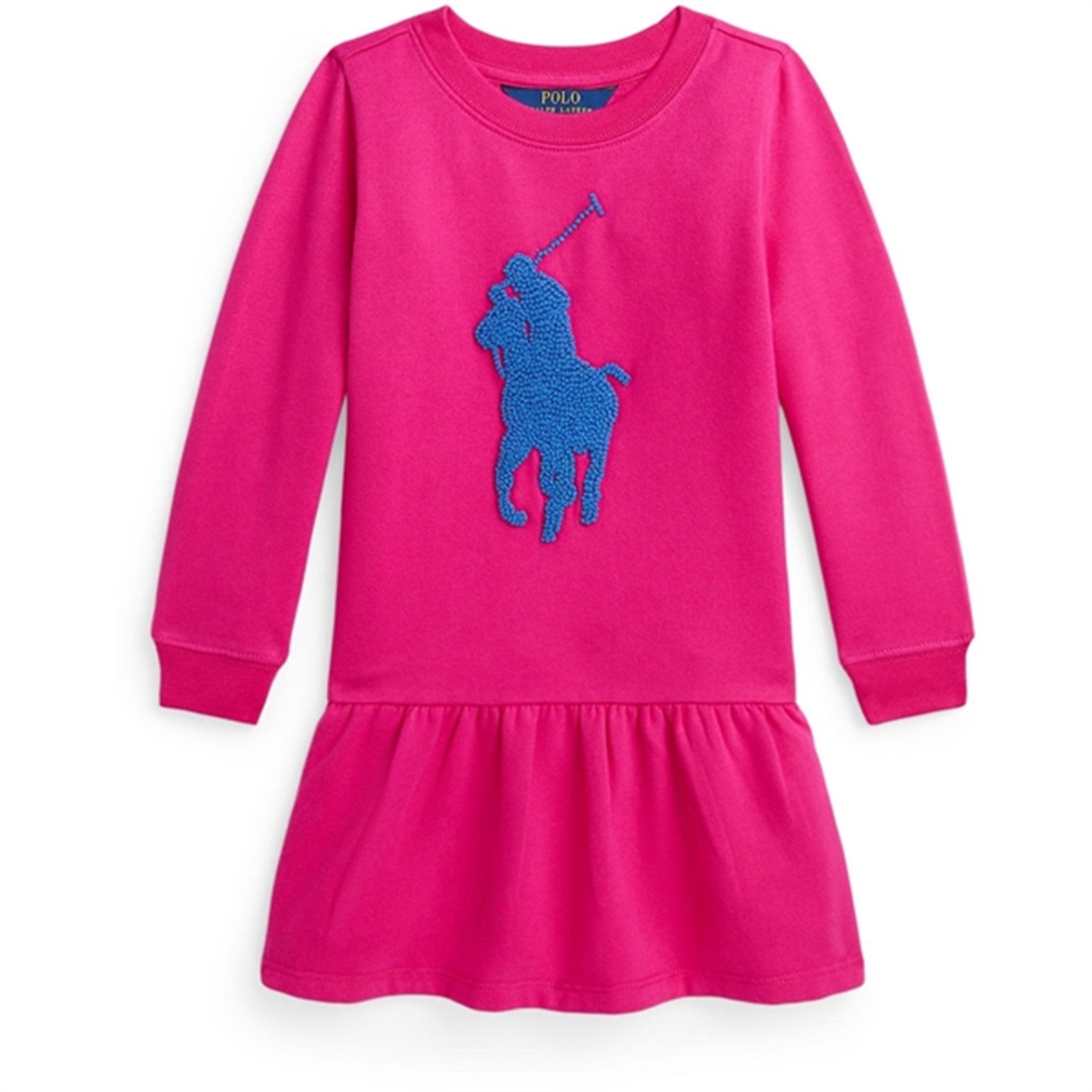 Polo Ralph Lauren Girls Kjole Bright Pink W/ Blue - Str. 2 år