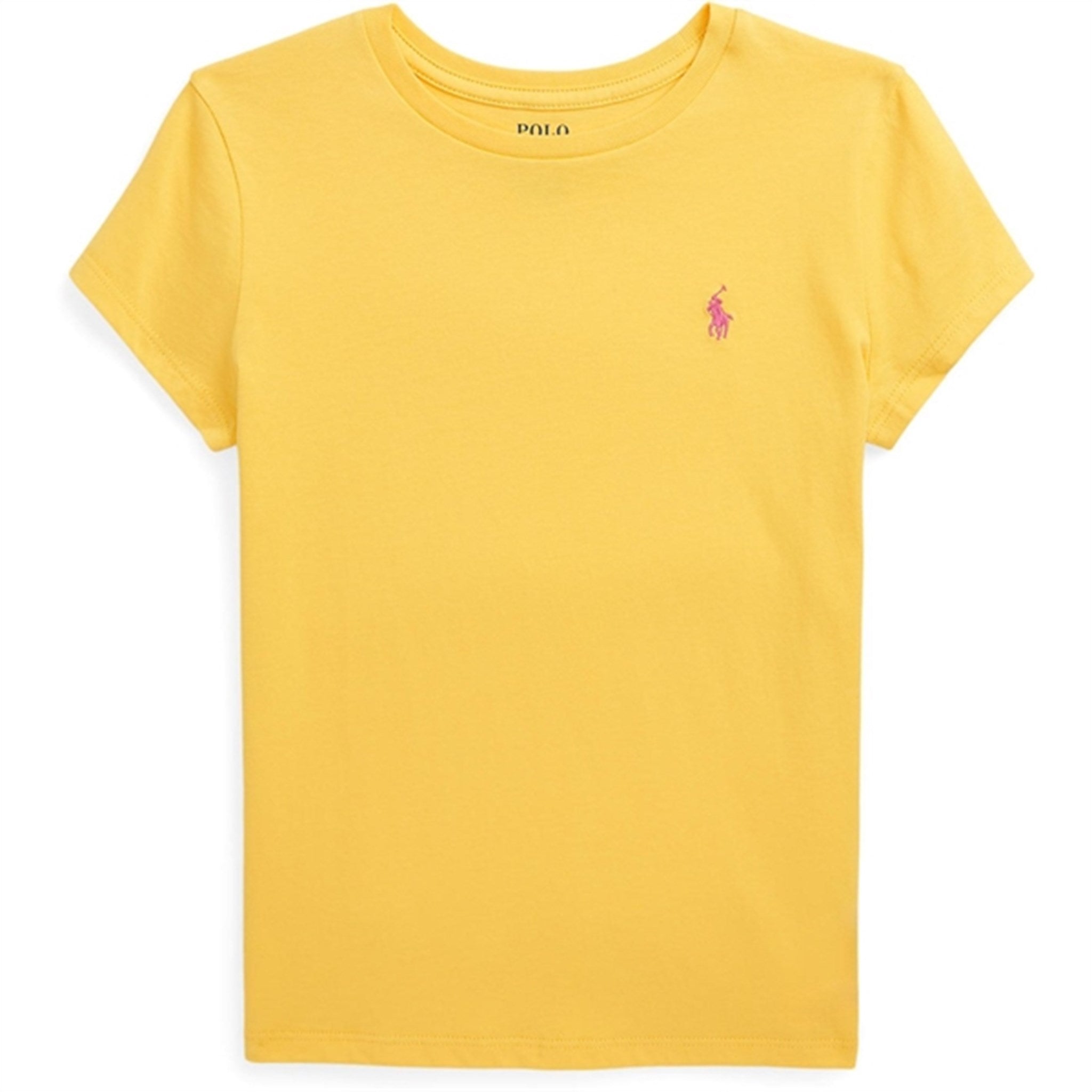 Polo Ralph Lauren Girls T-Shirt Chrome Yellow W/ Bright Pink - Str. S/7 år