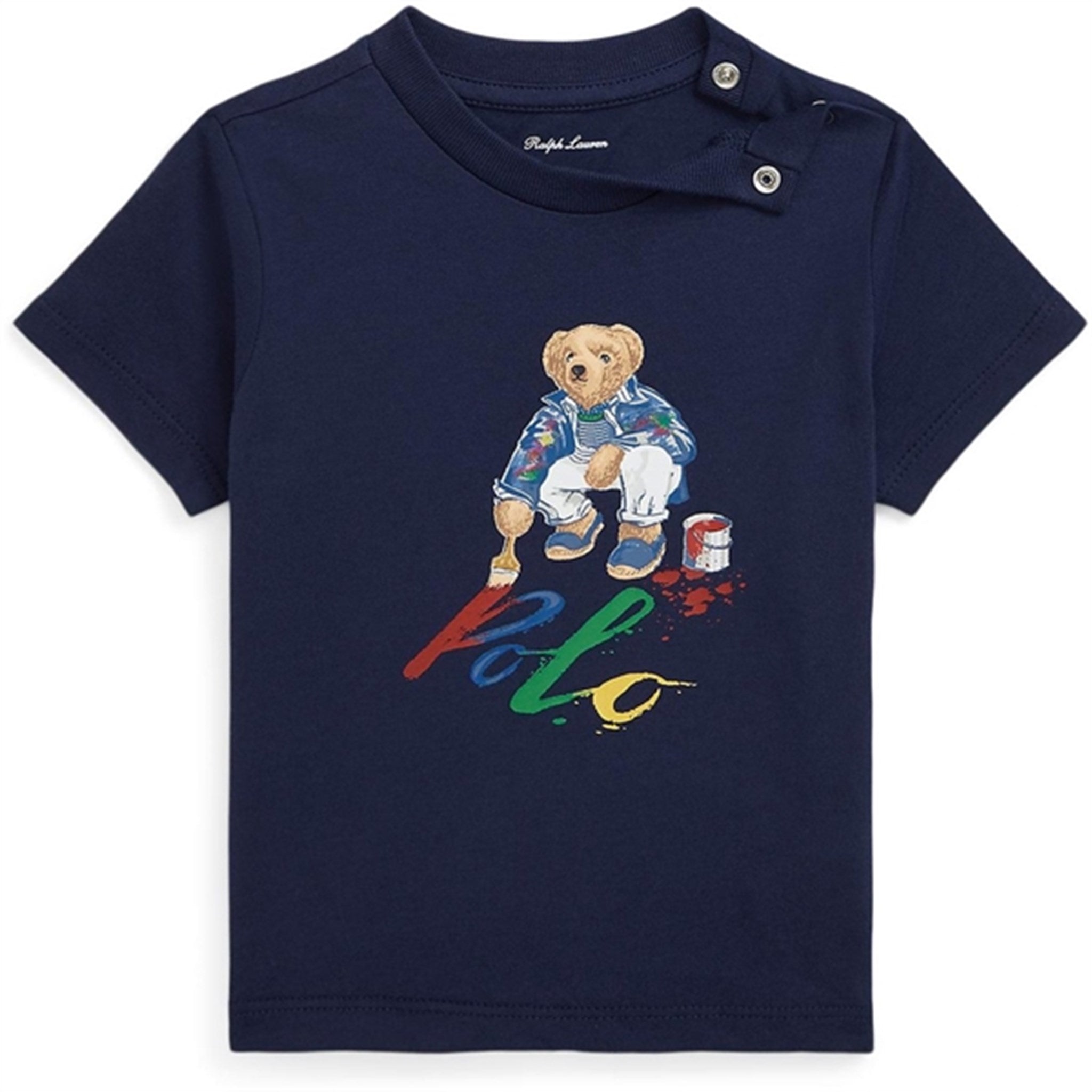 Ralph Lauren Baby Bear T-Shirt M. Knap Cr23 Navy - Str. 9 mdr