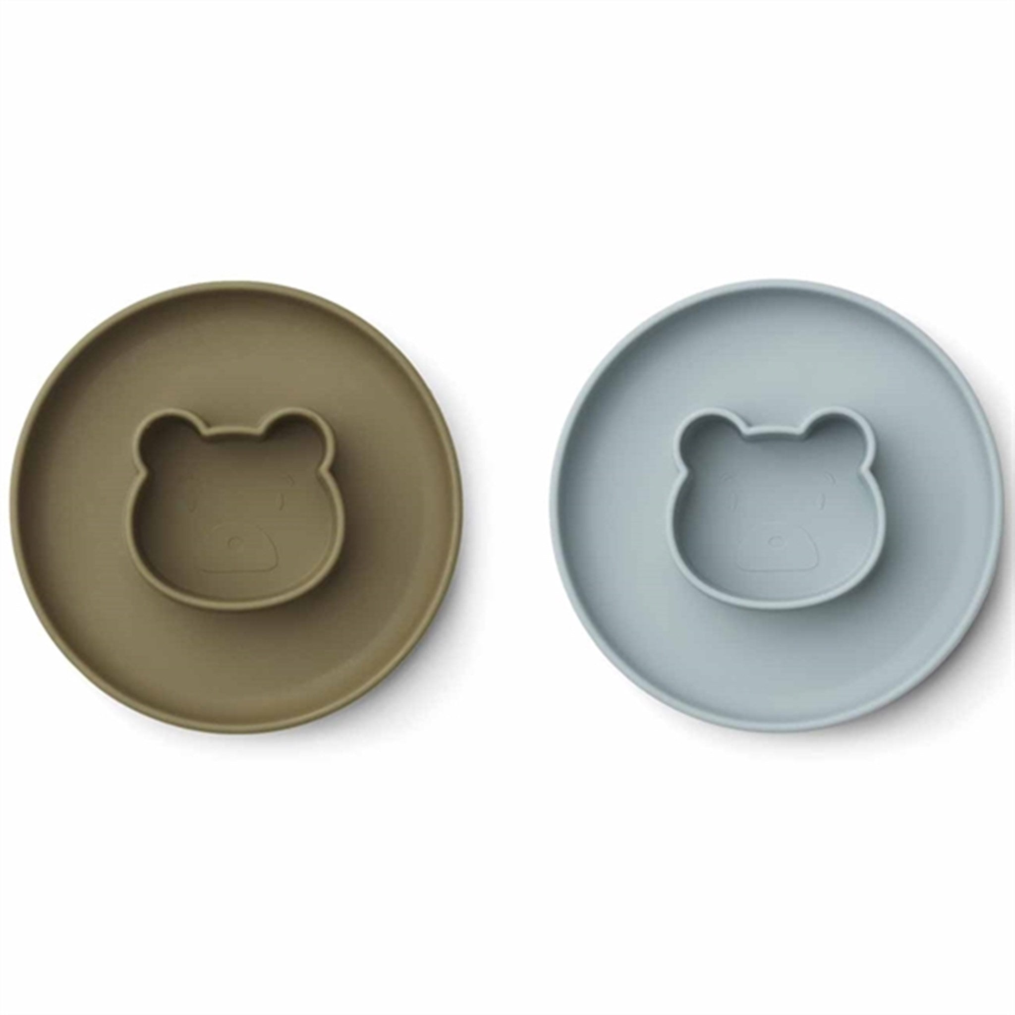 Billede af Liewood Gordon Silicone Tallerken 2-pak Mr Bear Blue Fog / Khaki Mix