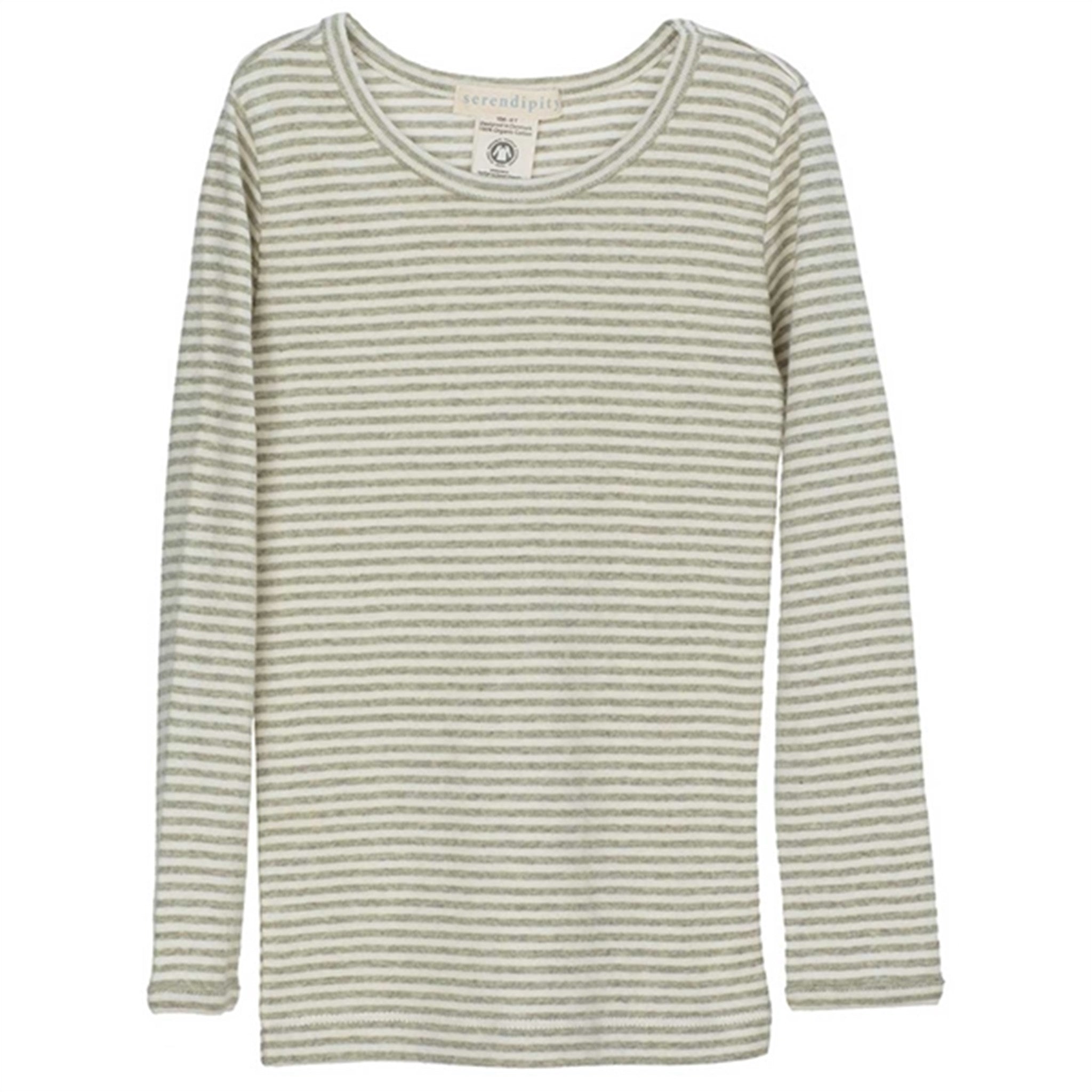 Serendipity Sage/Ecru Slim Stripe Rib Bluse - Str. 128/134 cm