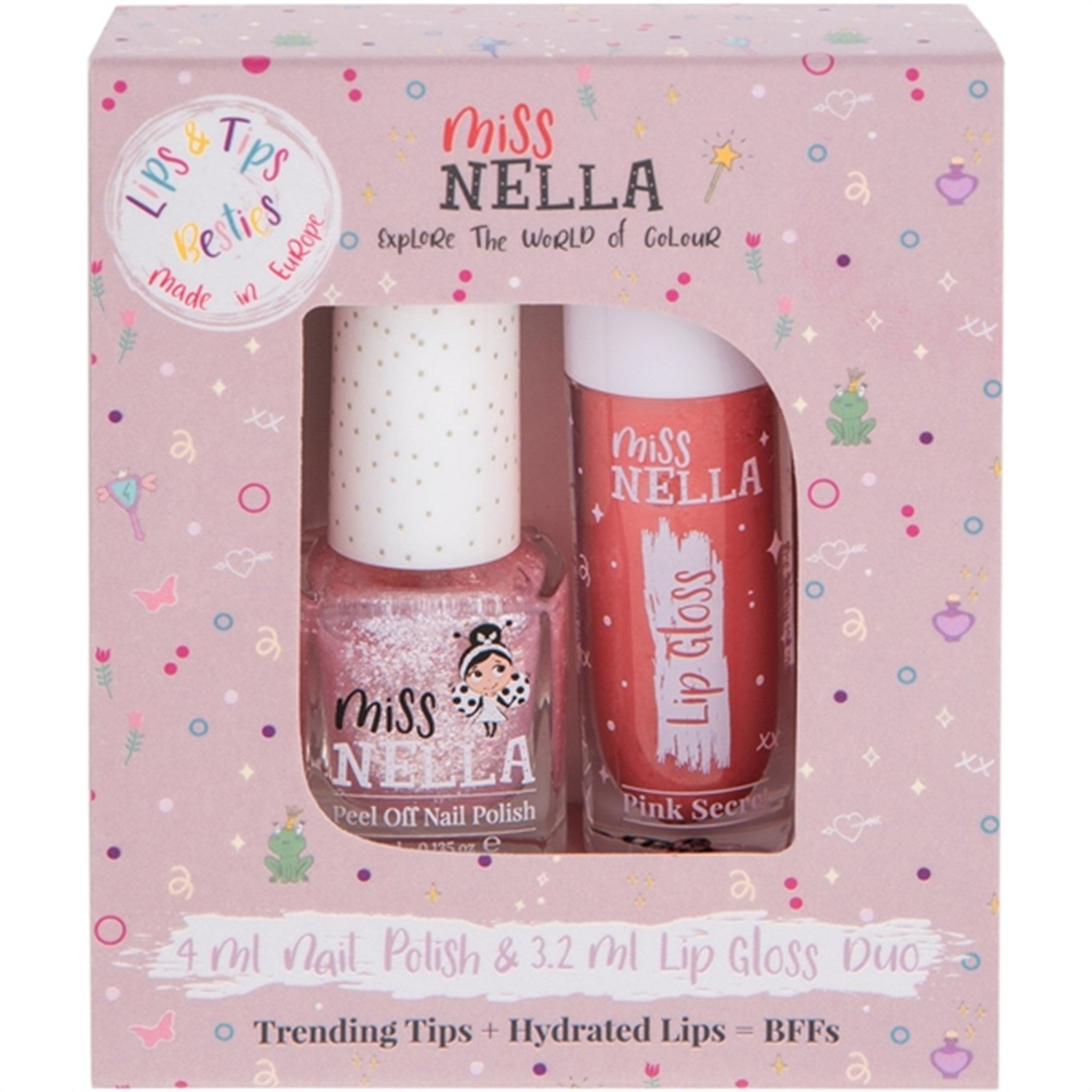 Miss Nella Lipgloss Pink Secret + Neglelak Itsy Glitzy Hippo