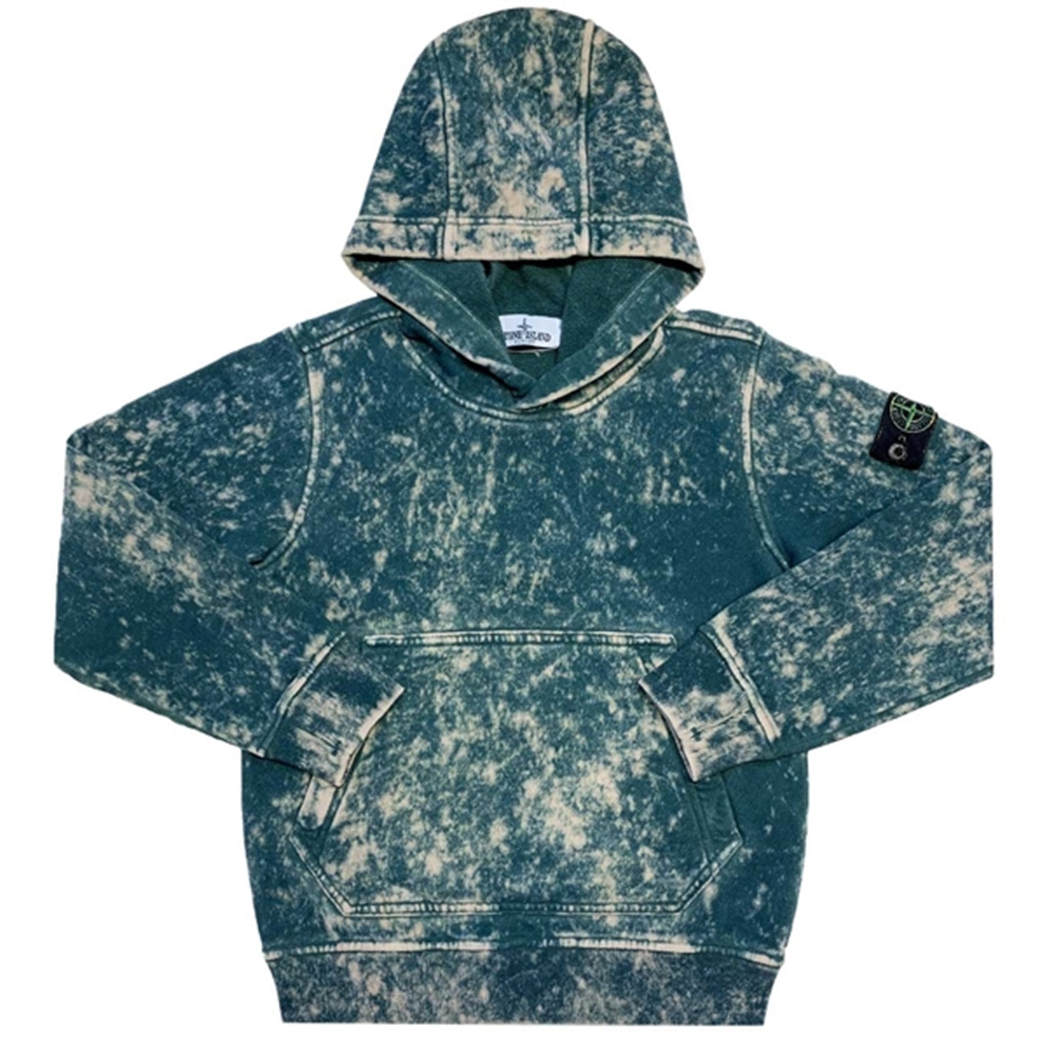 Stone Island Junior Hoodie Distressed Green - Str. 8 år