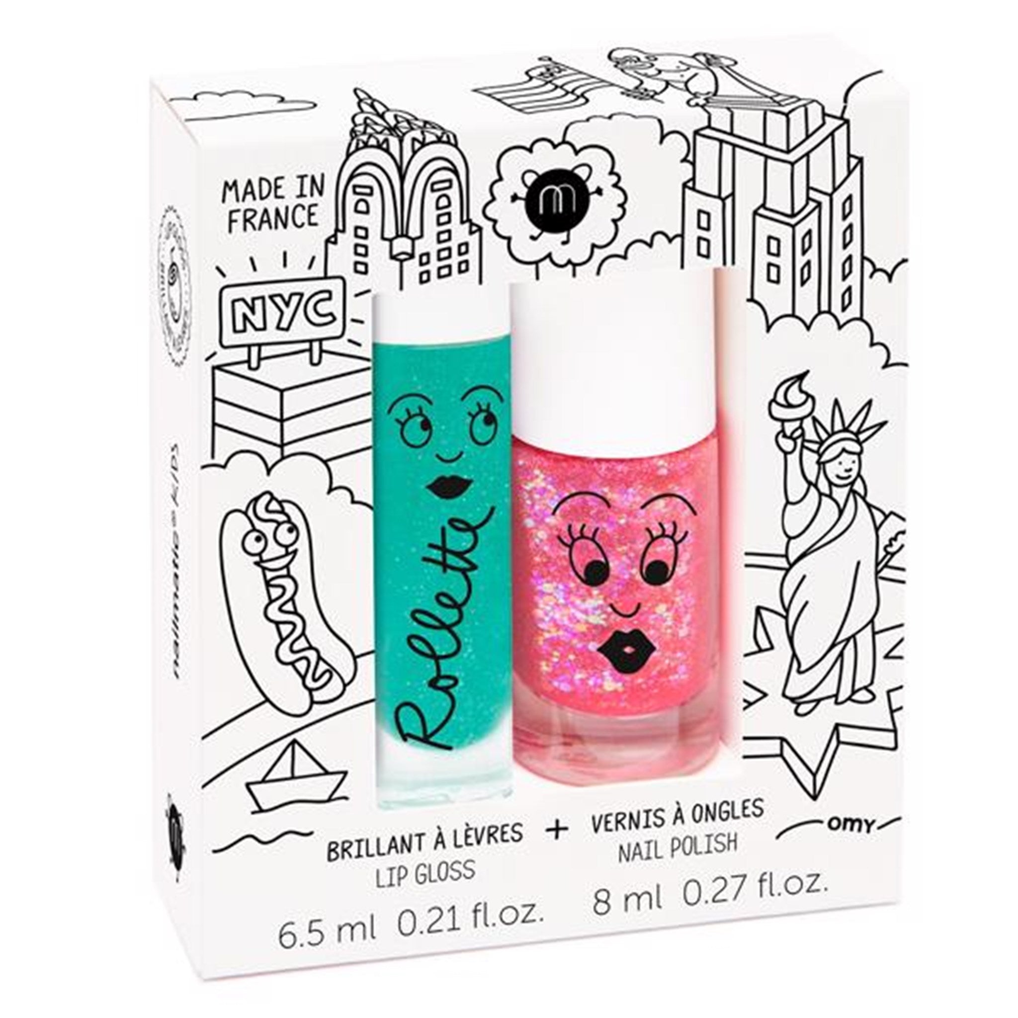 Nailmatic Neglelak Vandbaseret + Lipgloss Duopack Newyork Sissi/Coco