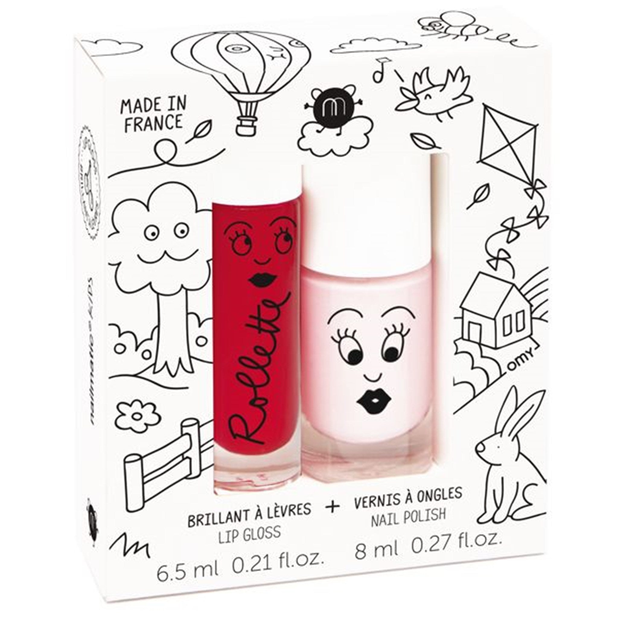 Nailmatic Neglelak Vandbaseret + Lipgloss Duopack Kids Cottage Bella/Cherry