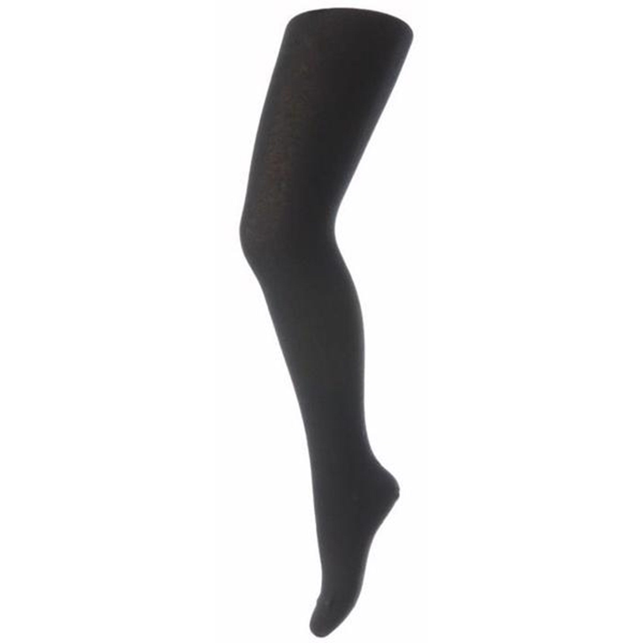 MP 327 Wool/Cotton Plain Tights Black 08 - Str. 1 år/80 cm