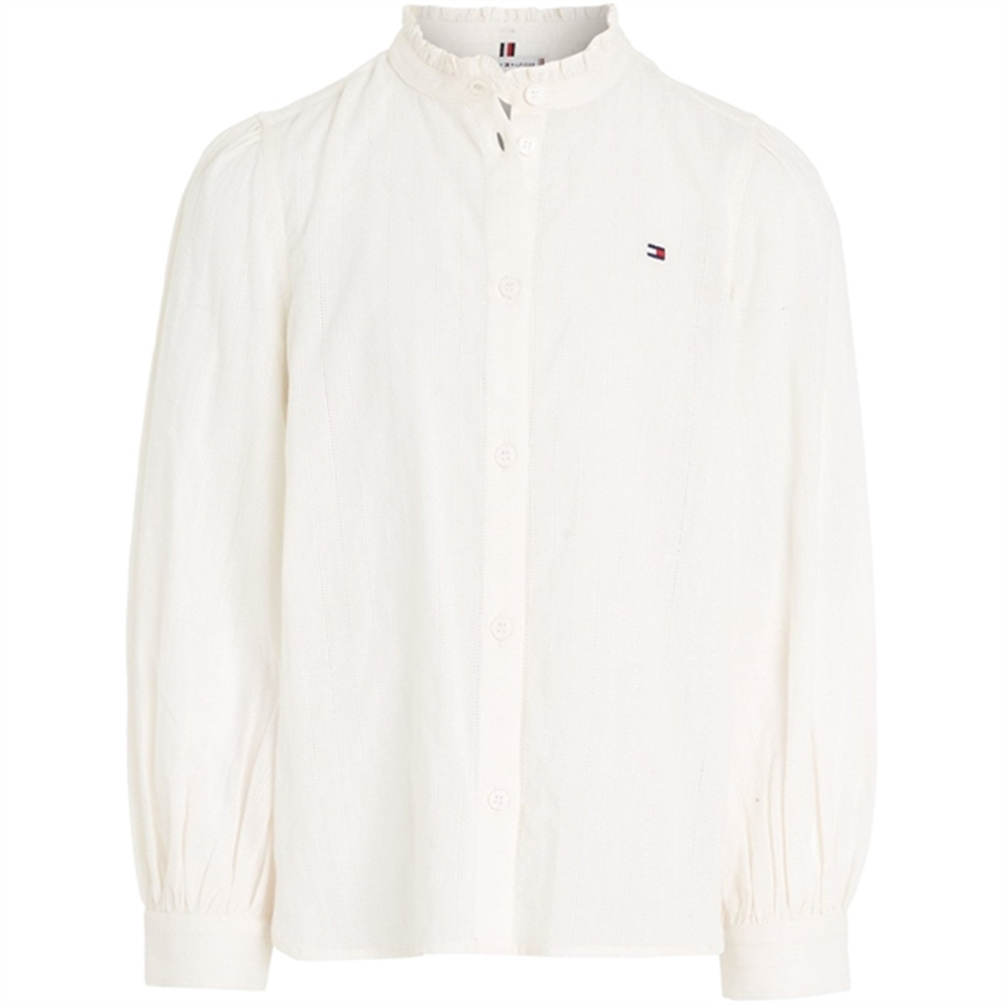 Tommy Hilfiger Ladder Lace Skjorte m. Flæsekrave Ancient White - Str. 14 år