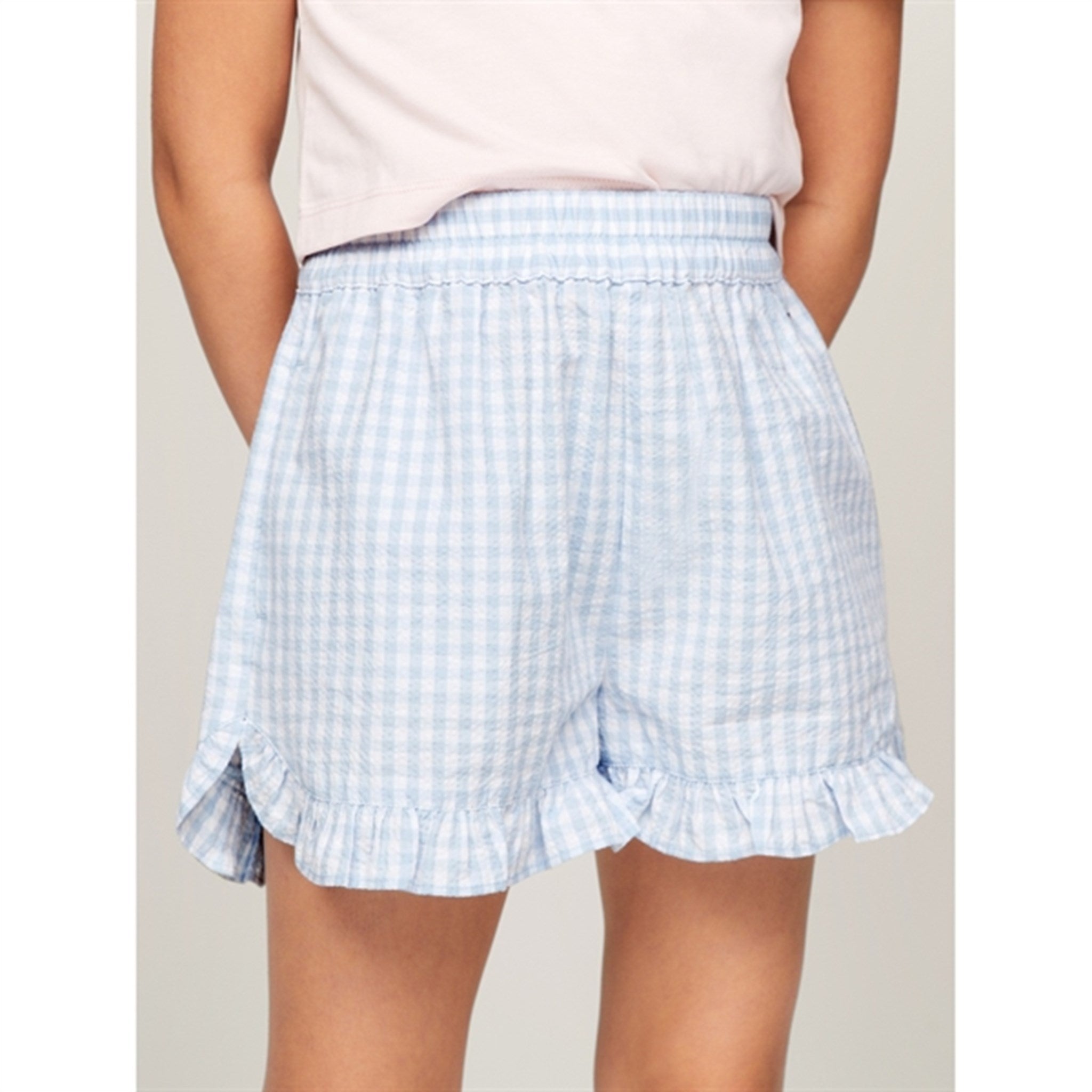 Tommy Hilfiger Gingham Ruffle Shorts Breezy Blue Check - Str. 104 cm/4 år