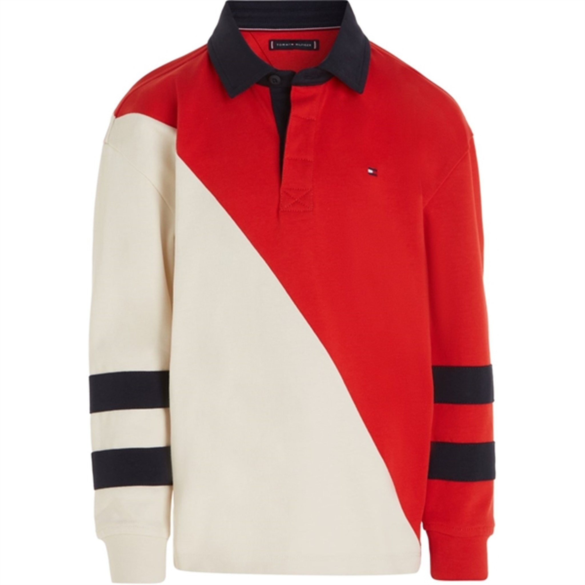 Tommy Hilfiger Colorblock Rugby Langærmet Polo Red/White Colorblock - Str. 12 år