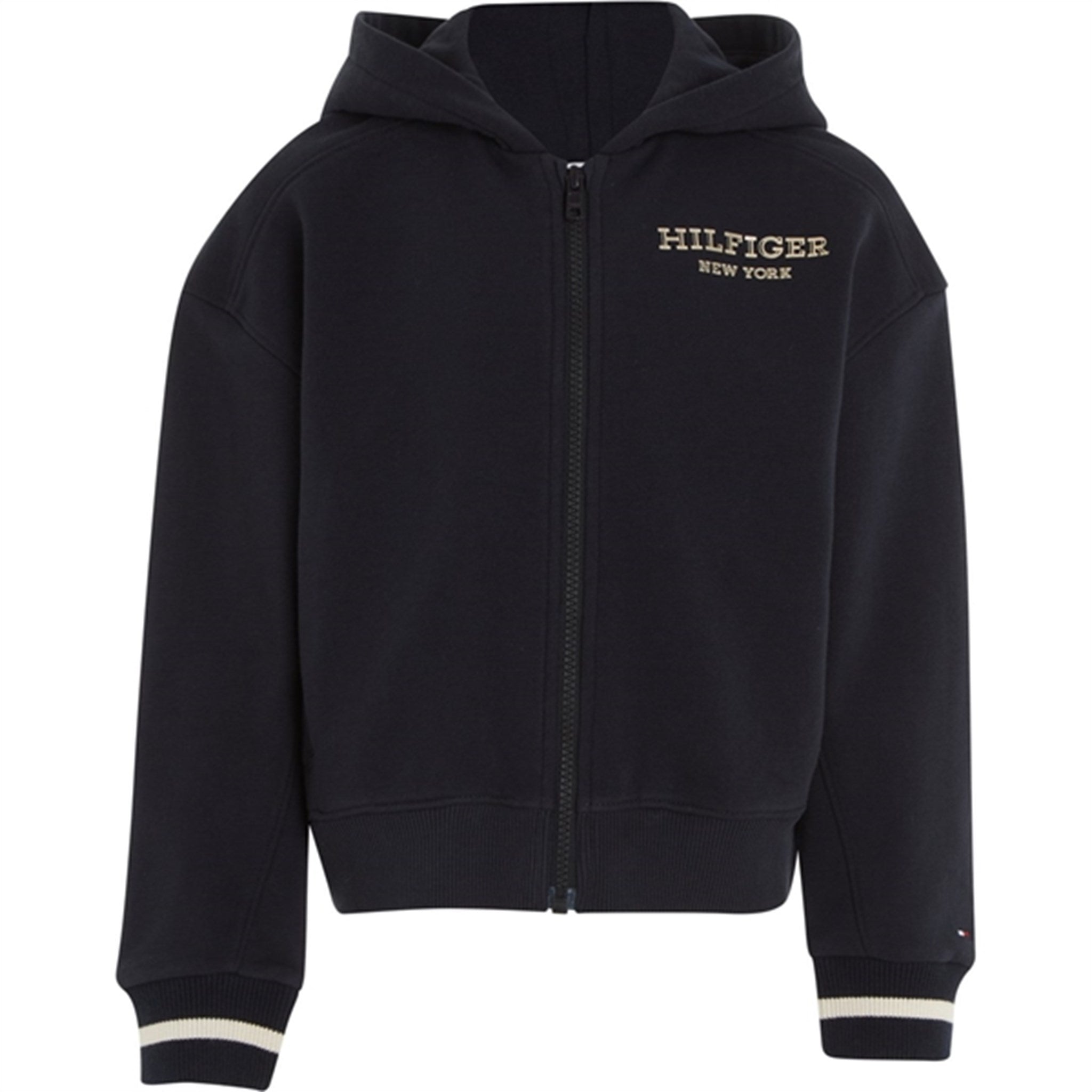 Tommy Hilfiger Monotype Foil Zip Thru Hoodie Desert Sky - Str. 8 år