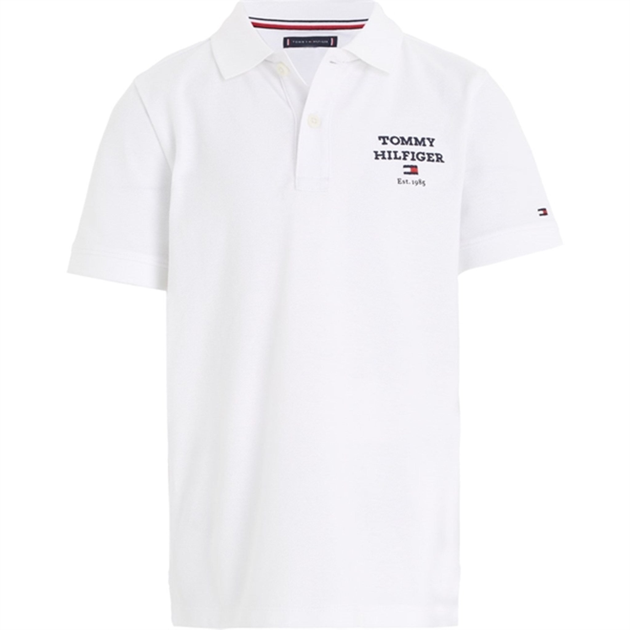 Tommy Hilfiger Th Logo Kortærmet Polo White - Str. 8 år