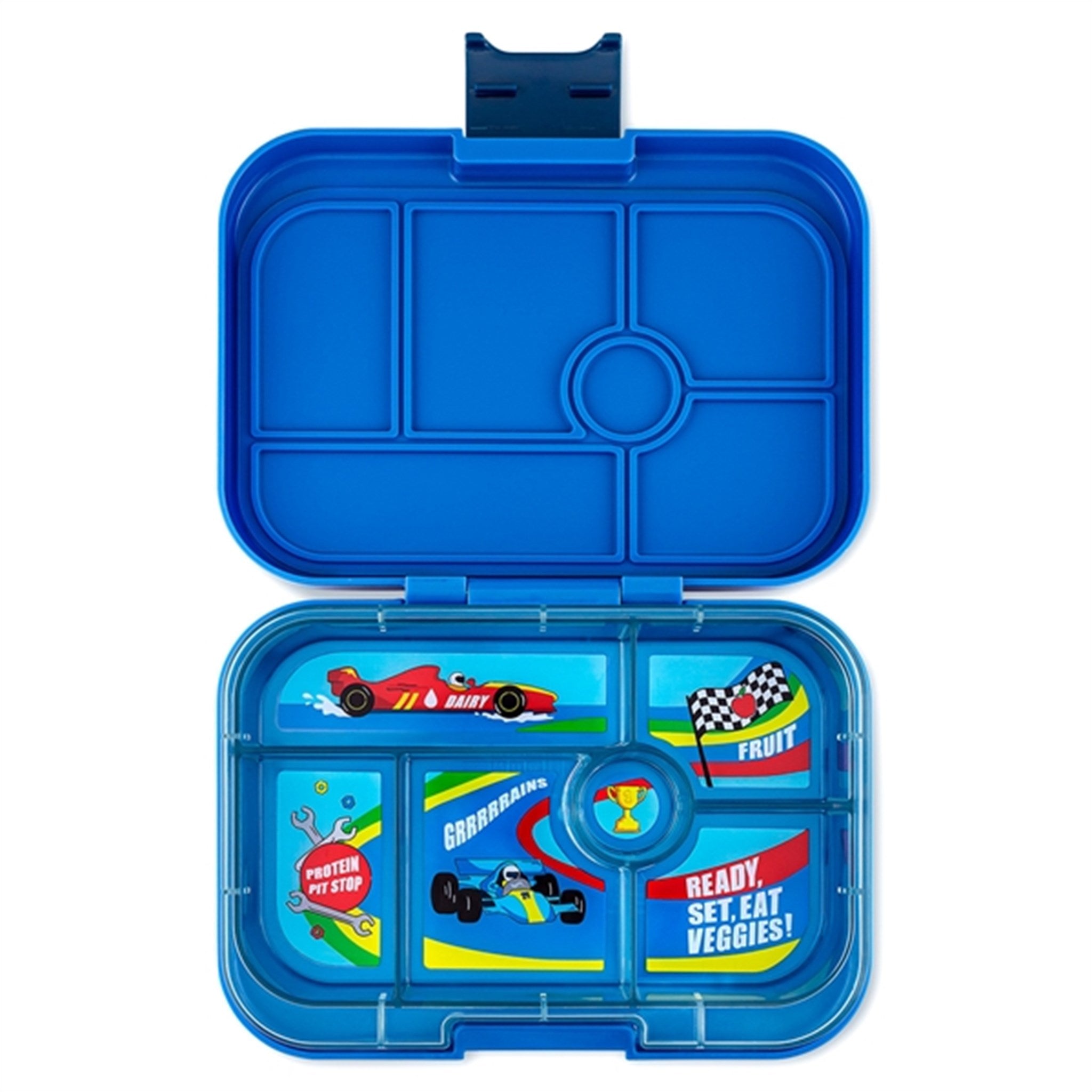 Yumbox Original 6 Rum Madkasse Surf Blue Race Cars