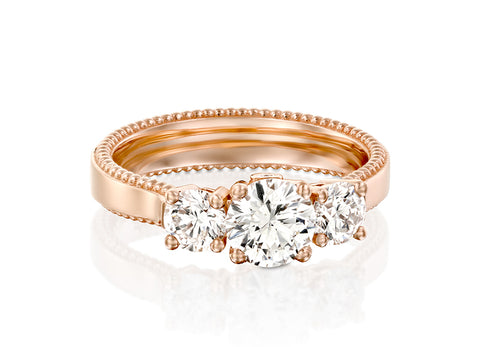 "Winter" Engegmant Ring, 3 Stone Diamond & Rose Gold, Dana Arish