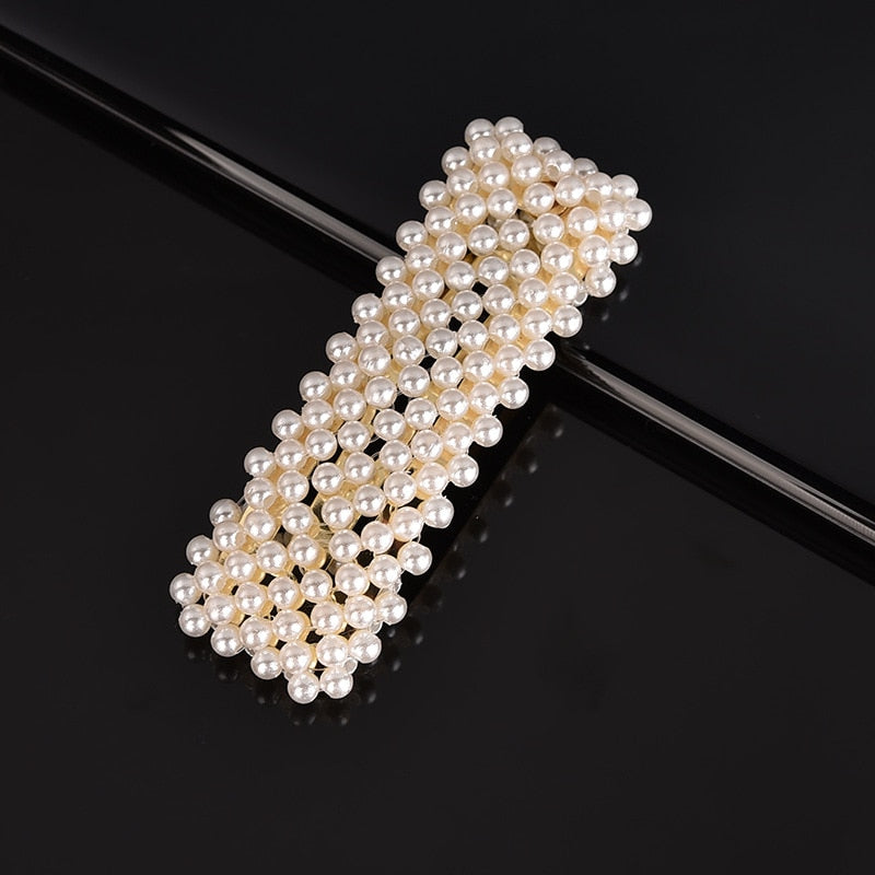 Cute Full Pearls Geometric Hair Clips