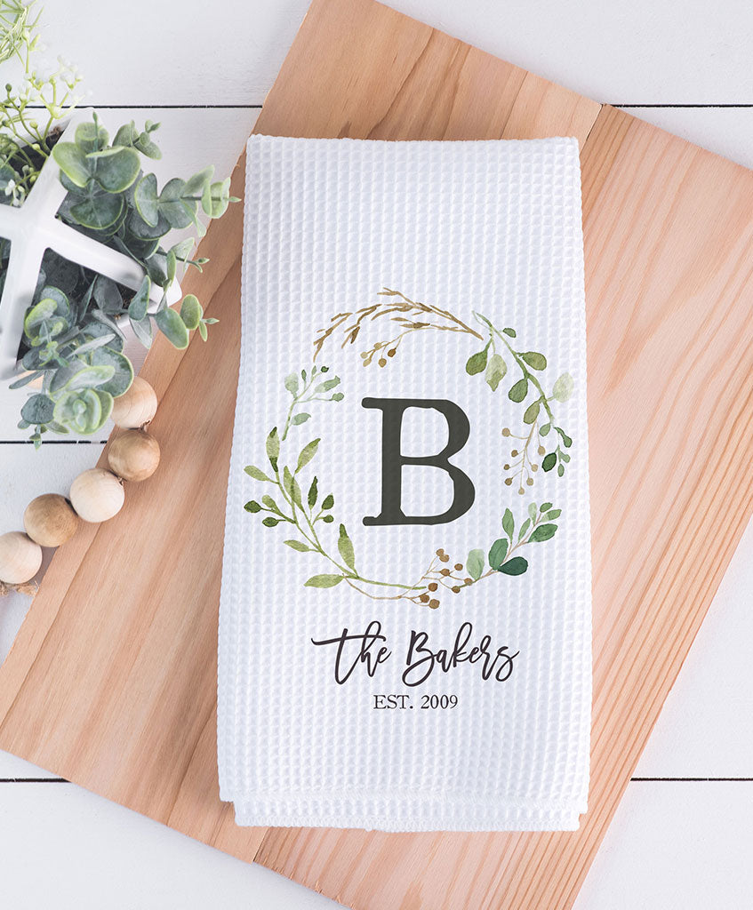 monogrammed kitchen dish towels