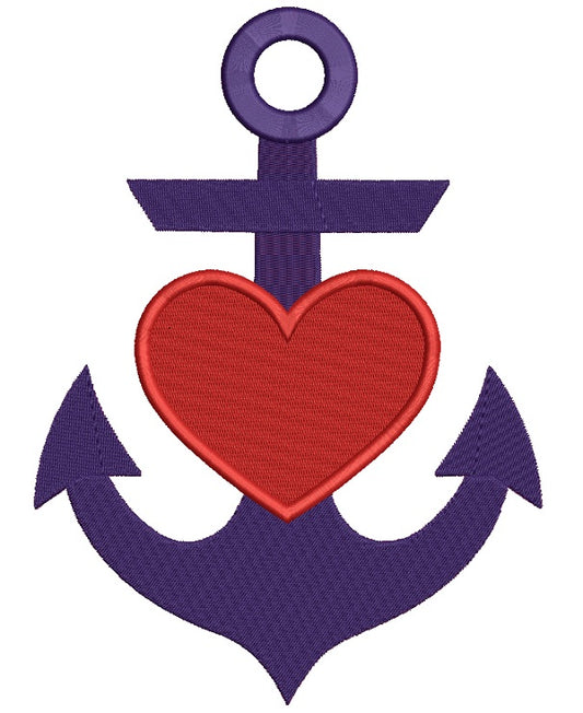 Anchor Swirling Heart Embroidery Design Pattern