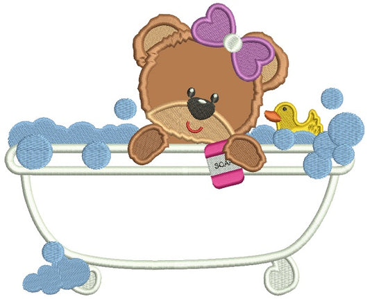 Cute Teddy bear girl embroidery design - Teddy bear embroidery