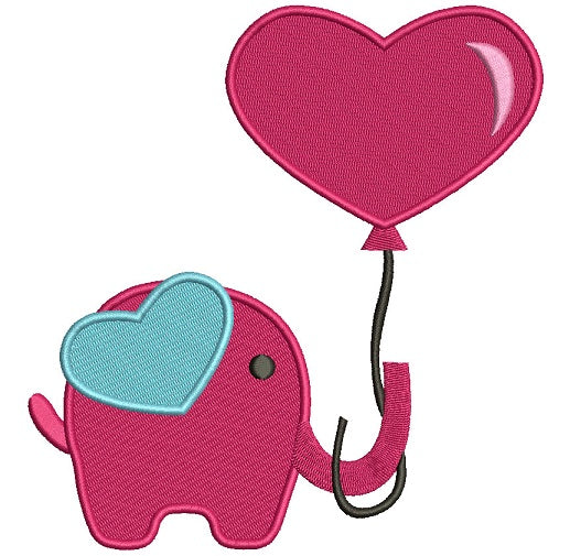 Little Elephant Holding Hearts On The String Valentine's Day