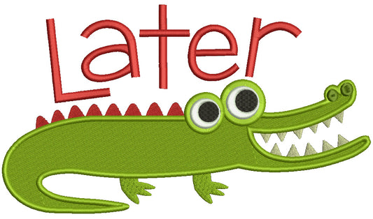 Alligator Gator or Crocodile Applique Machine Embroidery Design