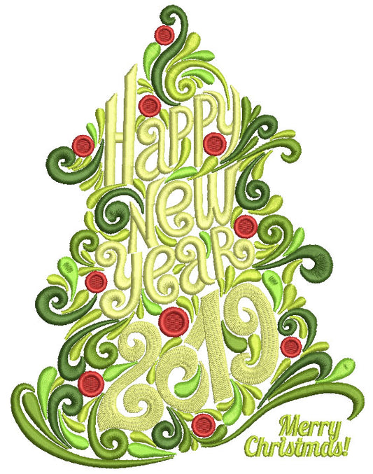 Merry Christmas Ribbon For Presents Filled Machine Embroidery Design  Digitized Pattern