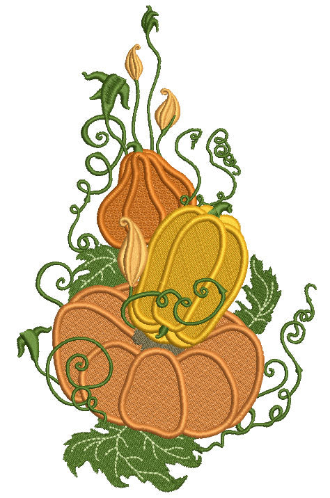 FLOURISHED PUMPKIN Embroidery - Fall, Pumpkins, Holiday, Festive, Fall  Embroidery-Downloadable Machine Embroidery - Light Fill Stitch