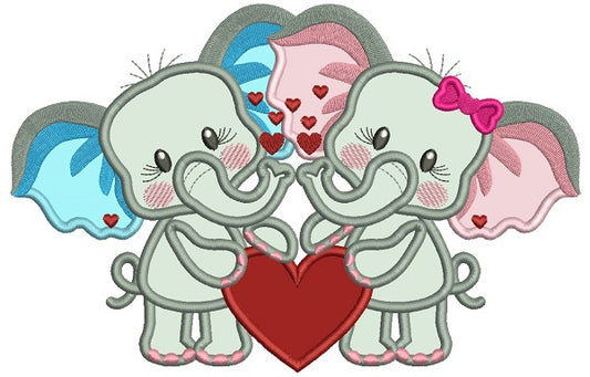 Little Elephant Holding Hearts On The String Valentine's Day Filled Ma –  Embroiderymonkey