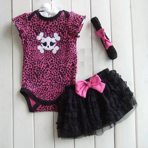 Bodysuits +Tutu Skirt + Headband  3pcs Leopard  Girl Clothes - RoseAnn Unique Trade LLC 