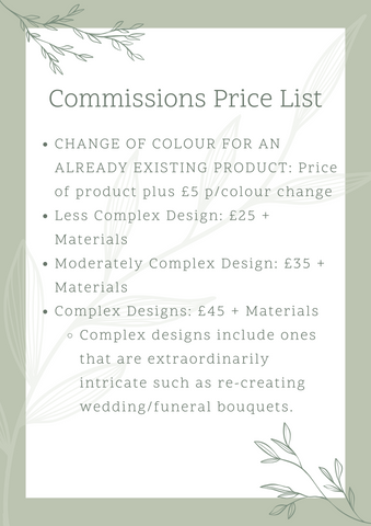 Green Grove Designs Commission Price List