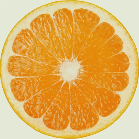 Close-up view of a juicy, sweet half-cut orange, showcasing its vibrant color and freshness