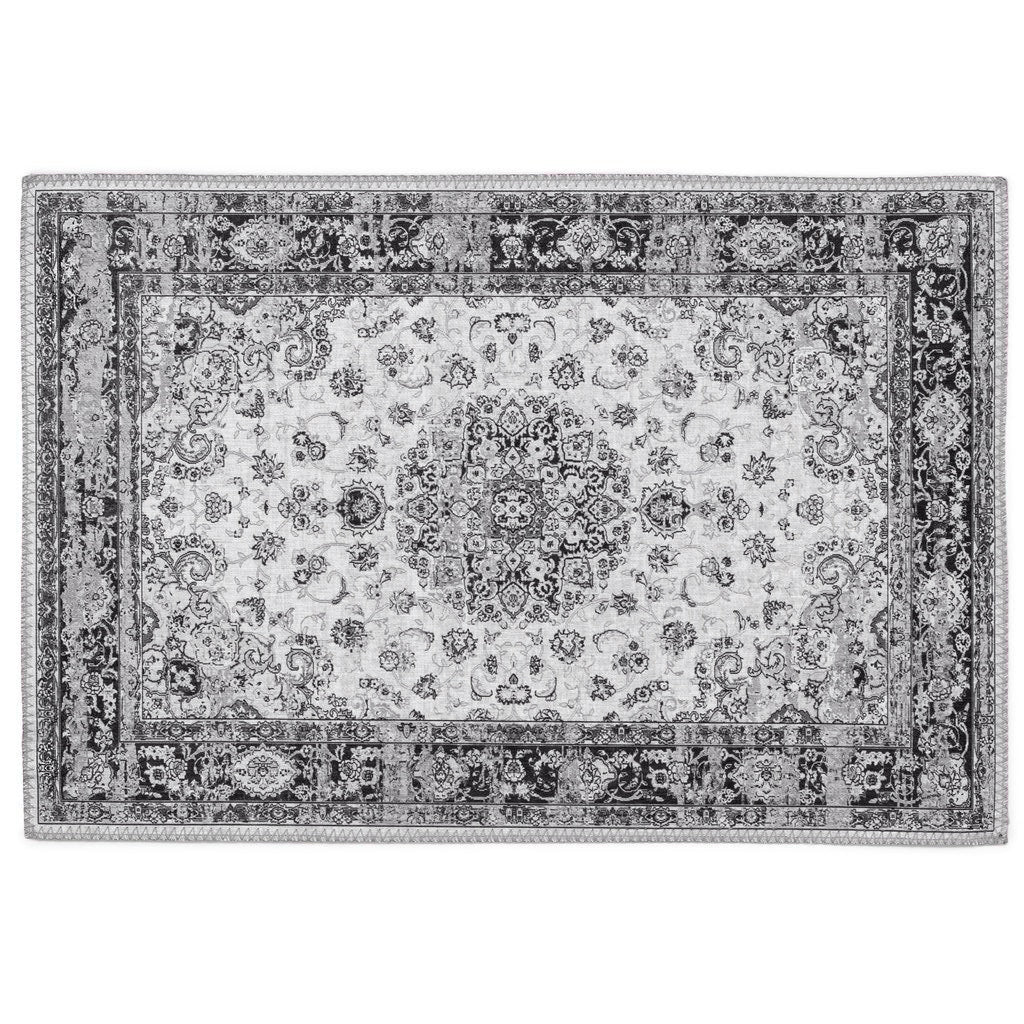 Sika tæppe - Sort/grå/hvid mønstret 90x60– 