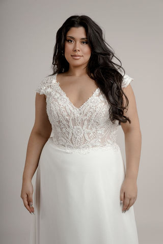 short sleeve lace wedding dresses plus size