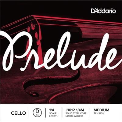D'Addario Prelude Cello Single String | D String | 1/4 Scale | Medium Tension