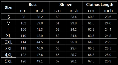 Feather Print Polo Shirt Size Chart