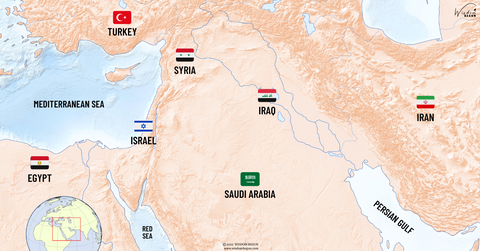 Map of Middle East in historical times