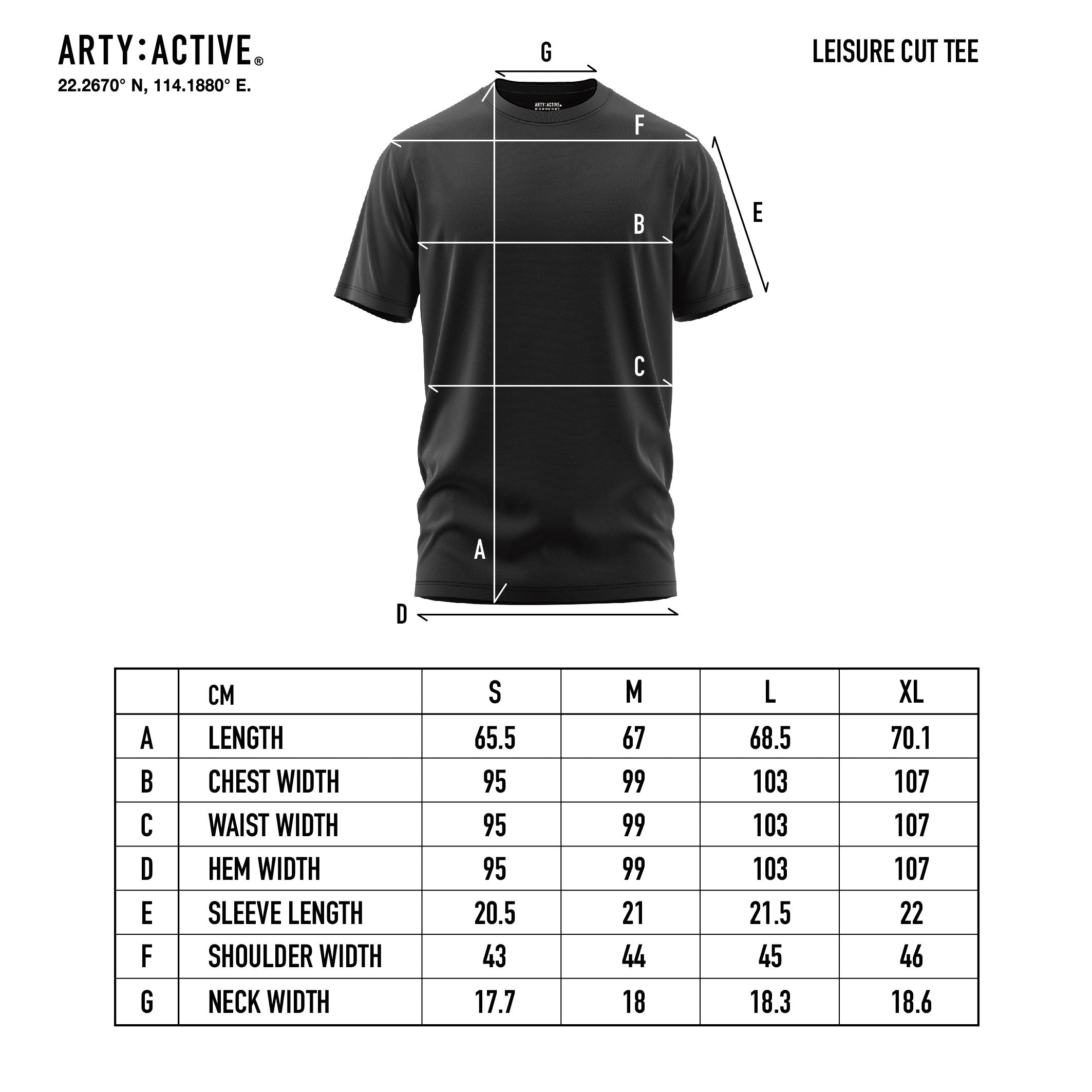 SPORTS T-SHIRT TOP SIZE CHART – ARTY:ACTIVE