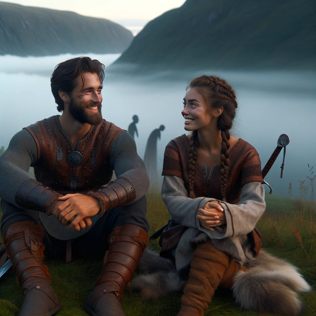 Image showing two vikings conversing in a somewhat eerie location
