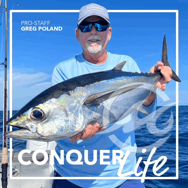 Conquer Life; image of pro-staffer Greg Poland holding a large fish