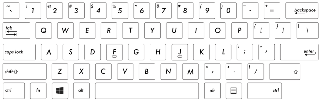 standard keyboard layout of