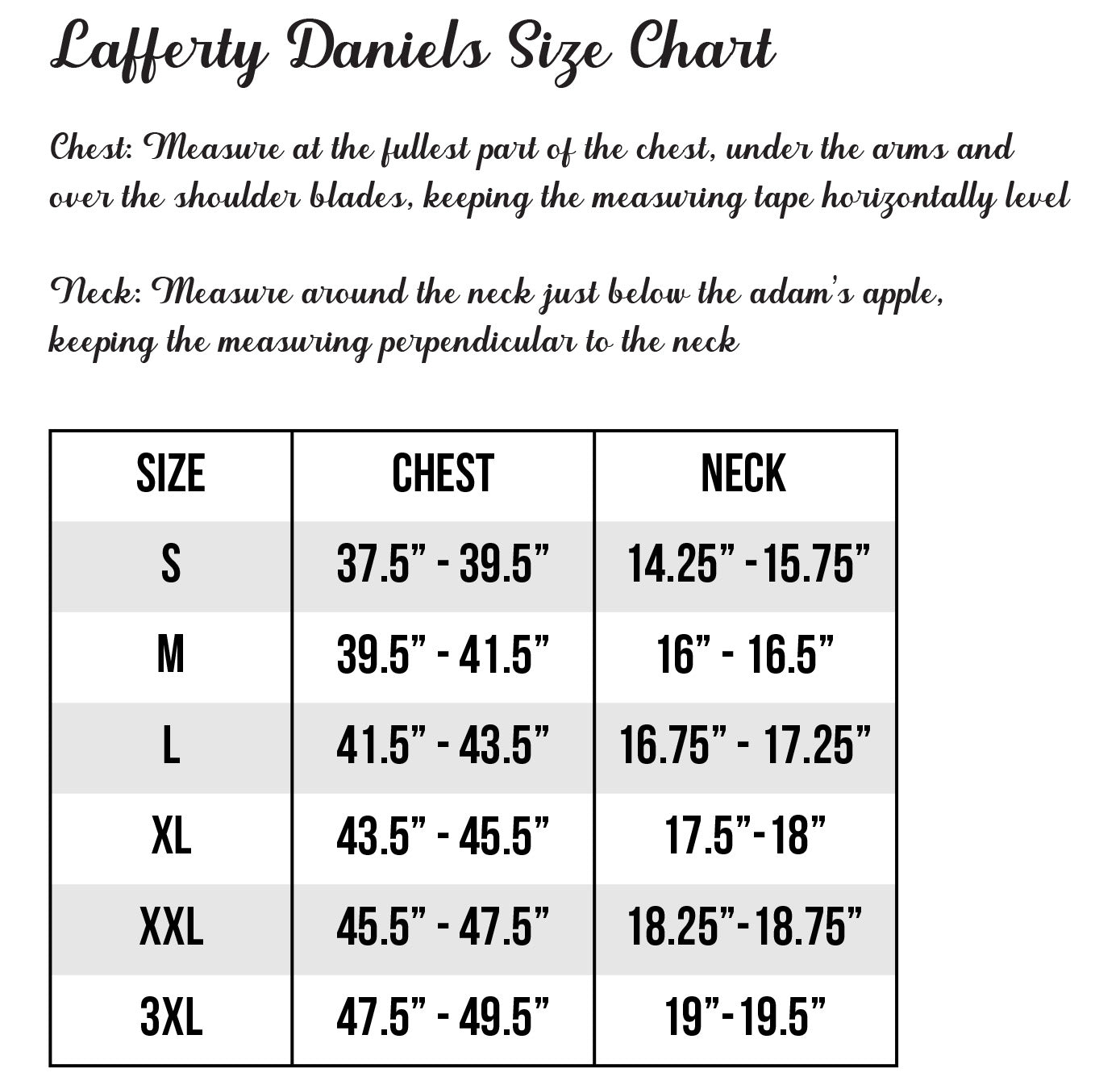 Size Chart – Lafferty Daniels