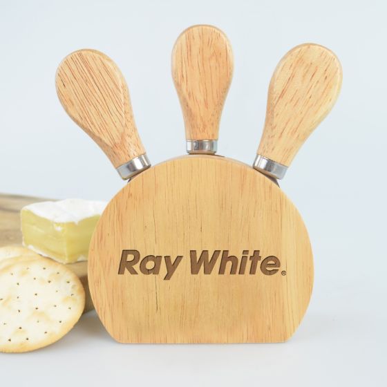 Engraved Wooden 3 Piece Cheese Set
