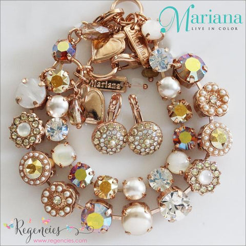 Mariana Jewelry Golden Metallic Topaz AB Pearls Swarovski Crsytals