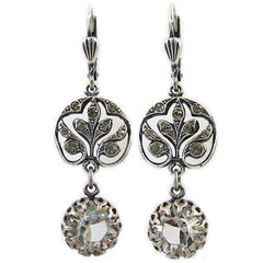 Catherine Popesco La Vie Parisienne Filigree Leaf Crystal Earrings