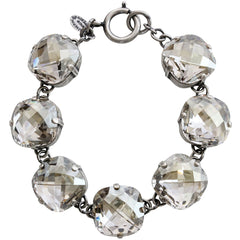 Catherine Popesco Sterling Silver Plated Pillow Cut Large Crystal Bracelet, 7.25" 1697 Shade