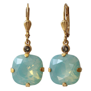 Catherine Popesco Large Stone Earrings with Small Crystals - Pacific Opal  and Gold Post