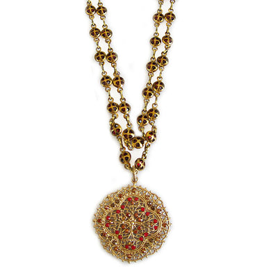 Catherine Popesco 14k Gold Plated Filigree Medallion Beaded Chain Necklace, 20.5
