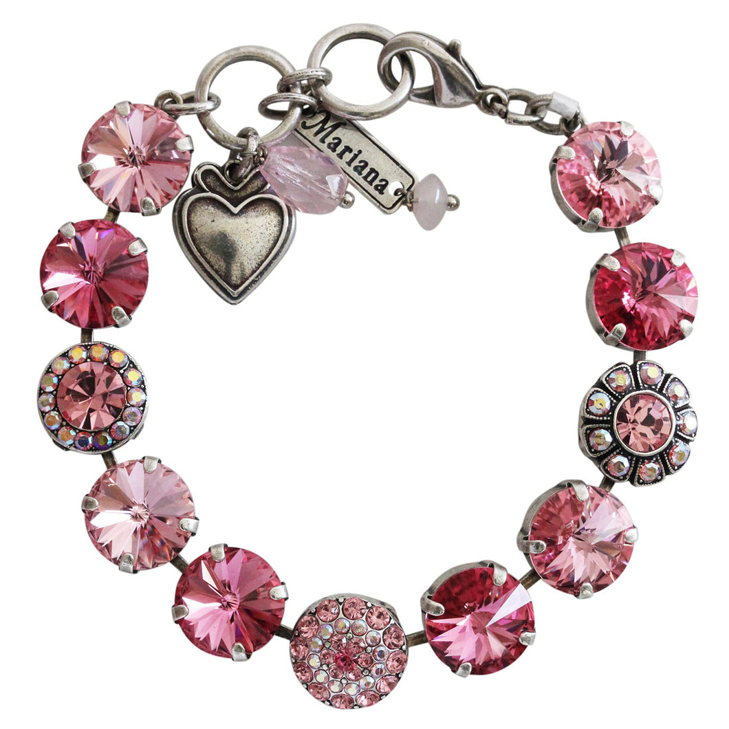 Mariana Pink Rose Fuchsia Silver Rivoli Mosaic Swarovski Bracelet ...