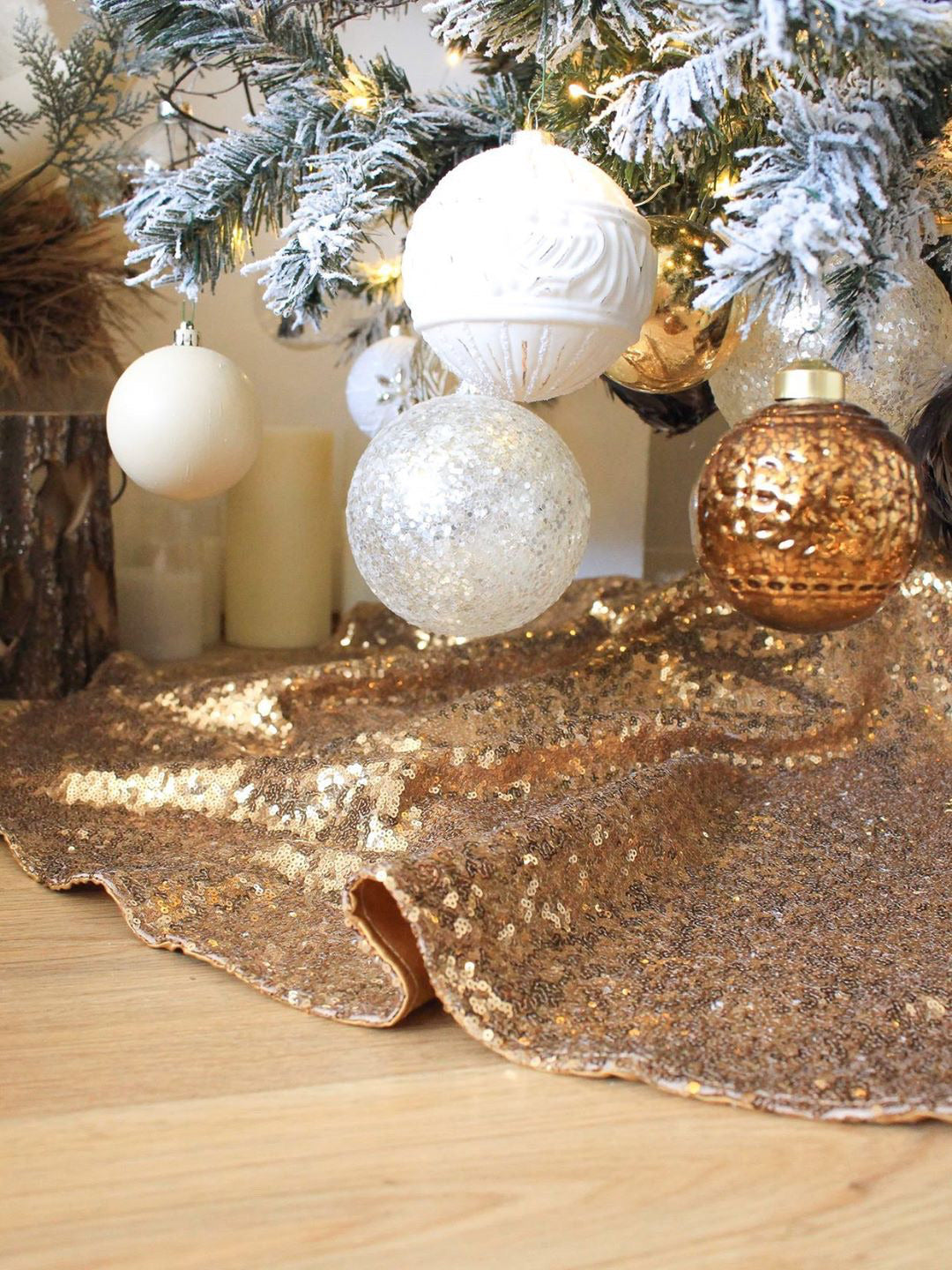 Antique Gold Sequin Lined Christmas Tree Skirt The Sweet Hostess Ltd