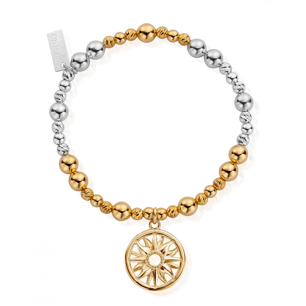 Inner Spirit Mixed Metal Bracelet Gold and Silver Sun Mandala Bracelet