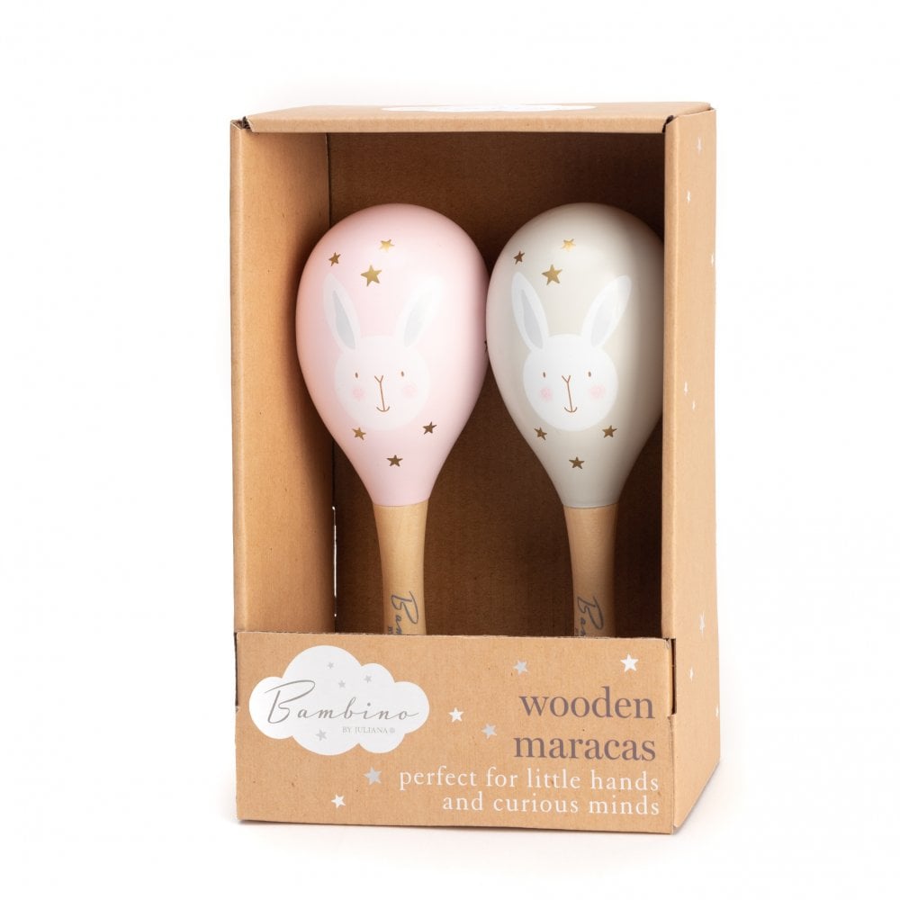 Bambino Set of Wooden Maracas - Pink & Grey